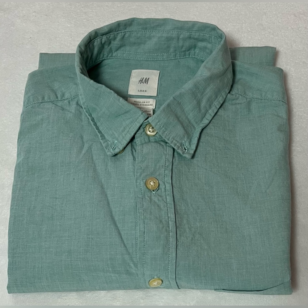 H&M Teal Regular Fit Shirt